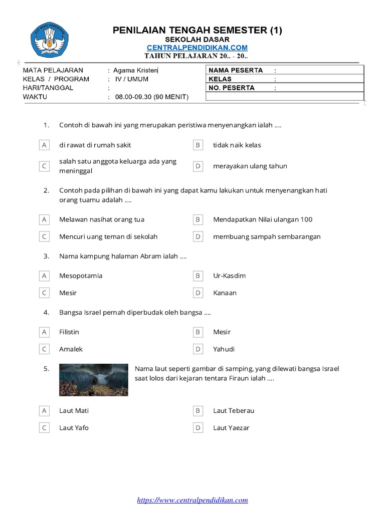 7 Rahasia Soal Agama Kristen Kelas 4 Semester 1 dan Kunci Jawaban yang Wajib Diketahui