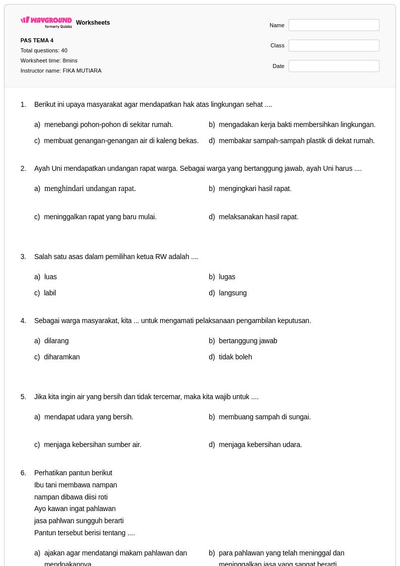Download Soal Tematik Kelas 5 Tema 4 Subtema 3 Terbaru 2026, Ternyata Ini Rahasia Nilai Bagus yang Jarang Diketahui