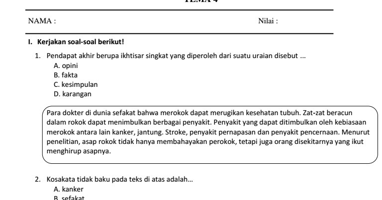 Download Soal Tematik Kelas 5 Tema 4 Terbaru 2026 Lengkap Kunci Jawaban, Wajib Dicoba Sebelum Ulangan!
