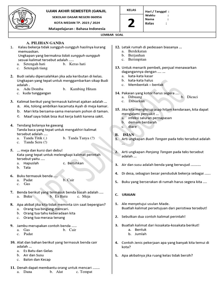 Download Soal UAS Ganjil Kelas 3 Tema 2 Lengkap Kunci Jawaban, Wajib Disimak Sebelum Ujian 2026