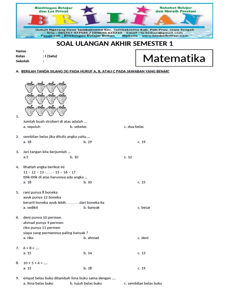 Persiapan Jitu Menghadapi UAS Soal dan Kunci Jawaban Kelas 3 SD