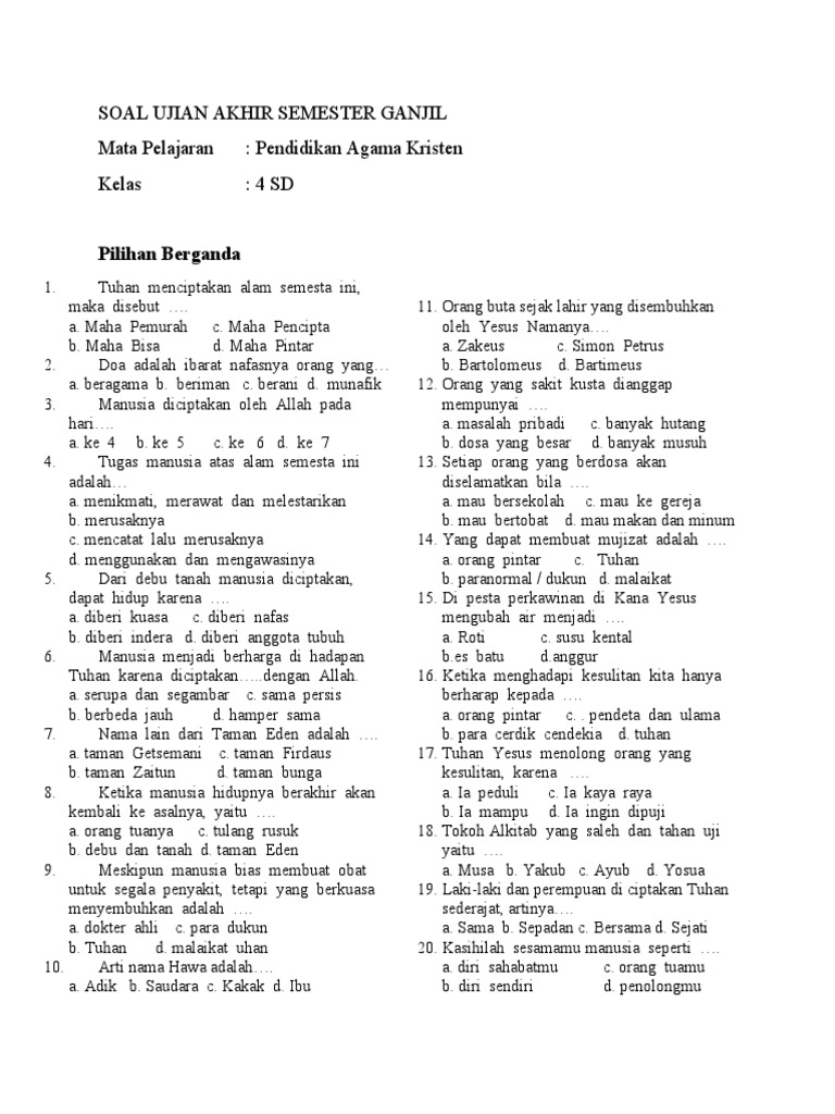 Rahasia Soal Agama Kristen Kelas 4 SD Semester 1 Terungkap lewat Superbook For
