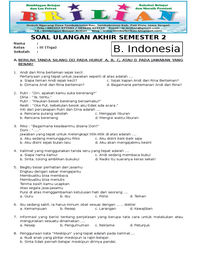 Rumnan & Aldi Taher Tembus 3 Negara, Wajib Kuasai soal bacaan bahasa indonesia kelas 3 sd