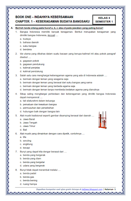 Terbukti! Download soal test semester 1 tema 1 kelas 4 Gratis, Rahasia Sukses Belajar