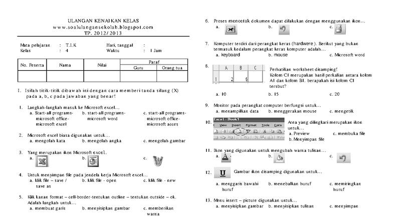 download soal tik sd kelas 4