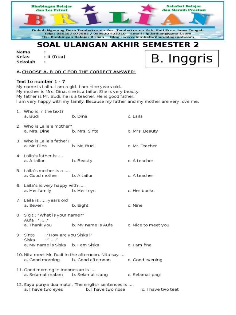 Wajib Tahu! Kumpulan Contoh Soal Bahasa Inggris Semester 2 SMK Kelas 1 Terbaru