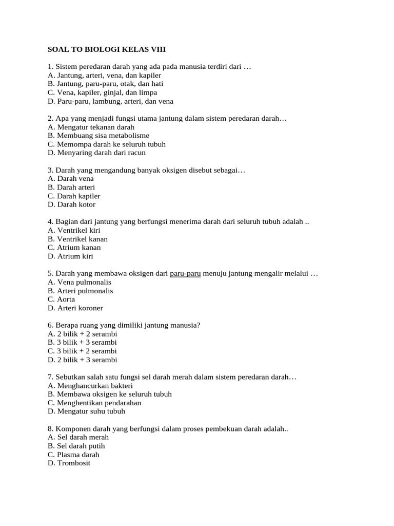 Wajib Tahu! Kumpulan Latihan Soal Biologi Kelas 8 Semester 1 Kurikulum 2013 Terupdate