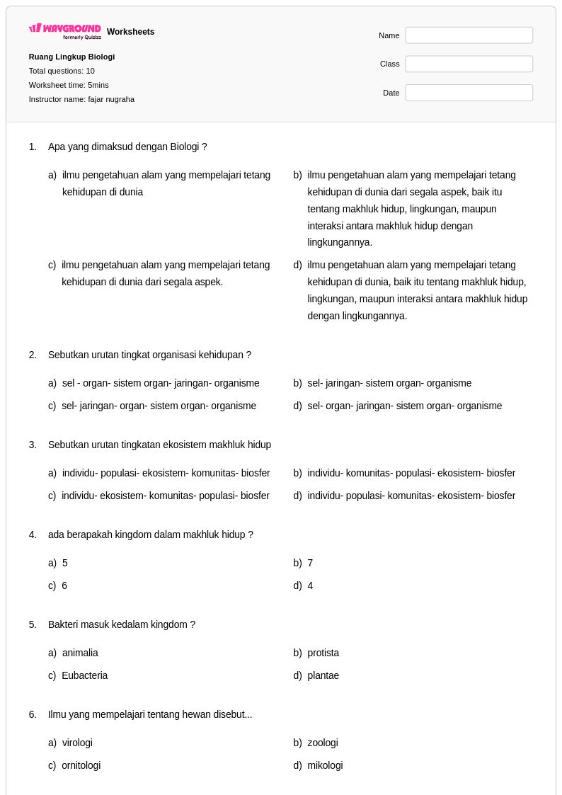Wajib Tahu! Kumpulan latihan soal biologi ruang lingkup kelas 10 semester 1 Terupdate